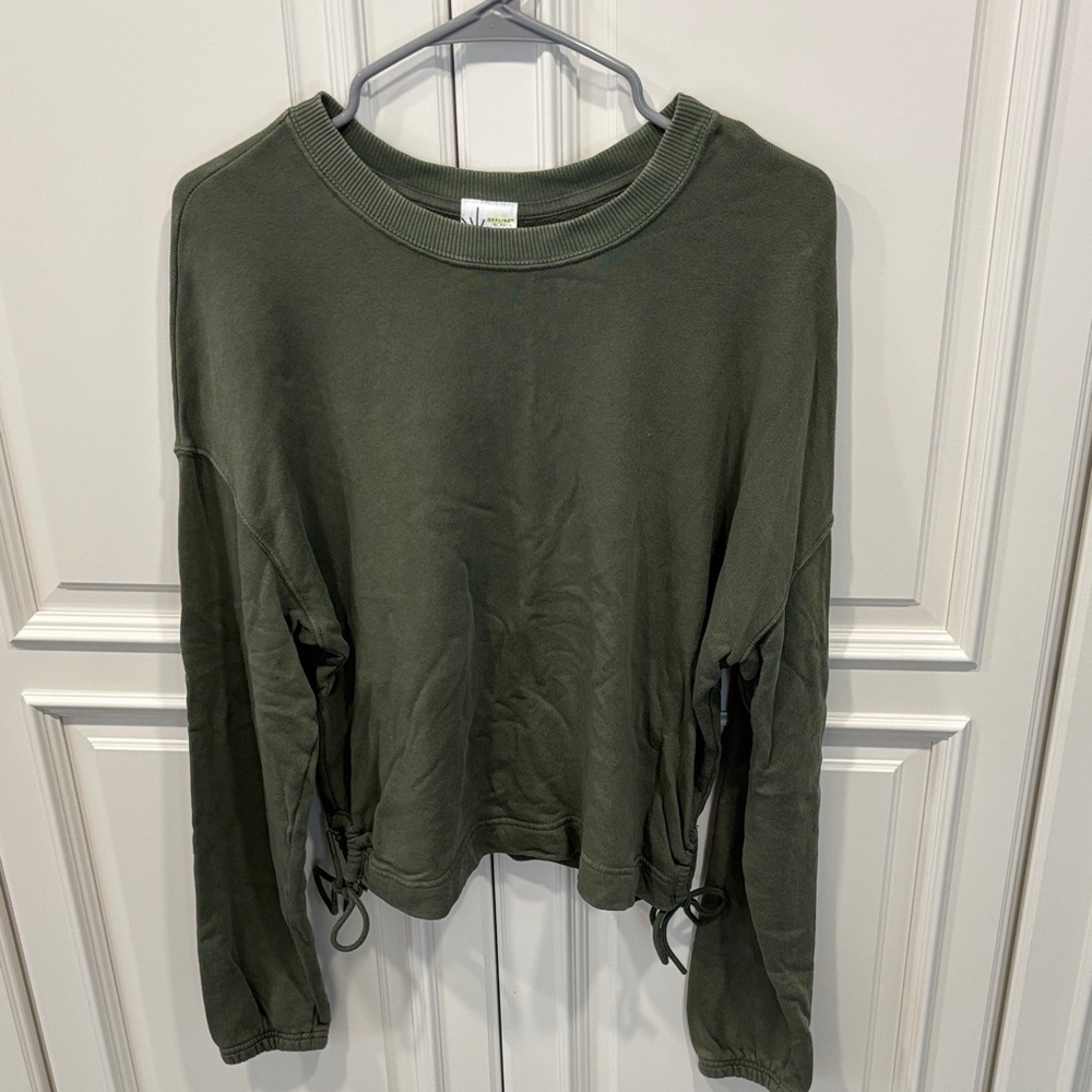 Aerie Dark Green Sweatshirt with Side Ties